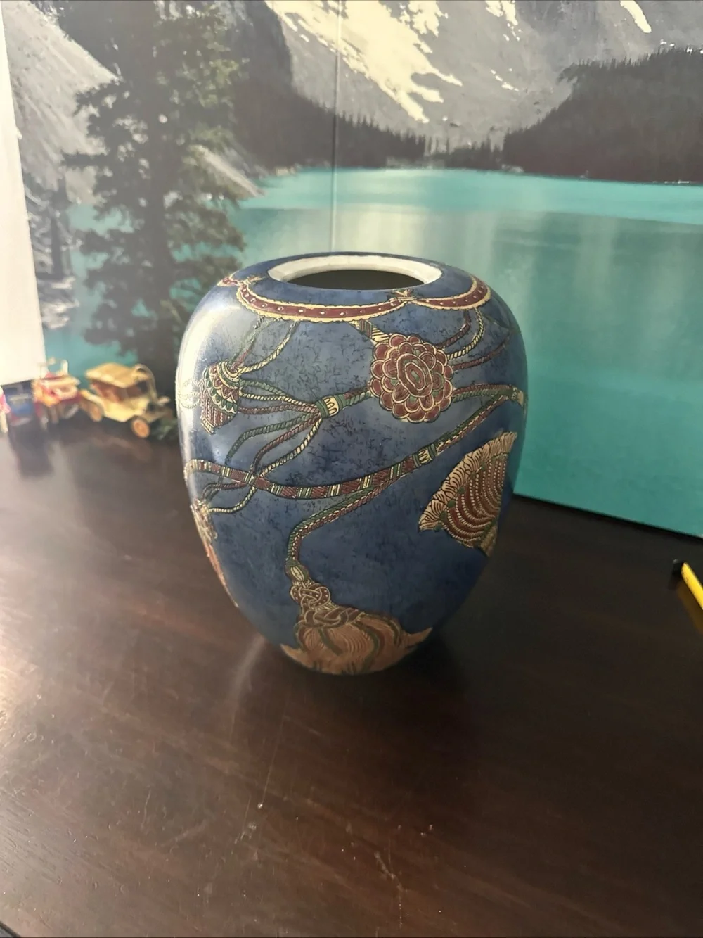 Blue Floral Ceramic Vase - Brand: